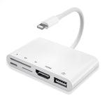 5-in-1 8-Pin-Stecker zu USB + HDMI + TF-/SD-Kartensteckplatz + 8-Pin-Strombuchse OTG Digital AV Adapter, TF-/SD-Kartensteckplatz