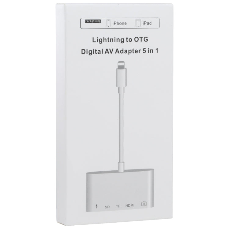 5-in-1 8-Pin-Stecker zu USB + HDMI + TF-/SD-Kartensteckplatz + 8-Pin-Strombuchse OTG Digital AV Adapter, TF-/SD-Kartensteckplatz