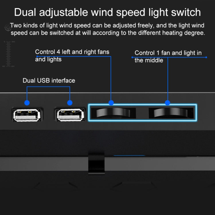 Dual-USB-Anschlüsse Fünfadriger Kühler Notebook-Computer-Halter