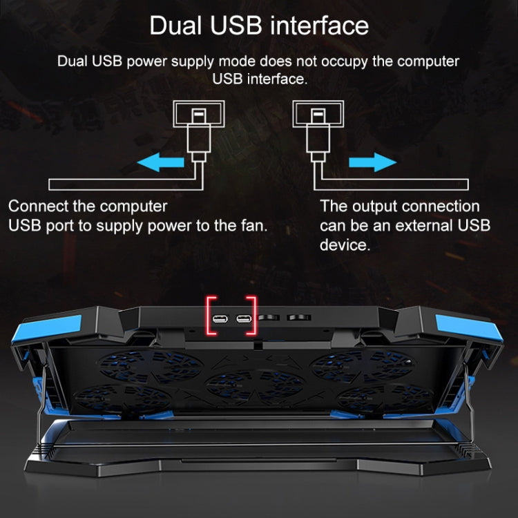 Dual-USB-Anschlüsse Fünfadriger Kühler Notebook-Computer-Halter