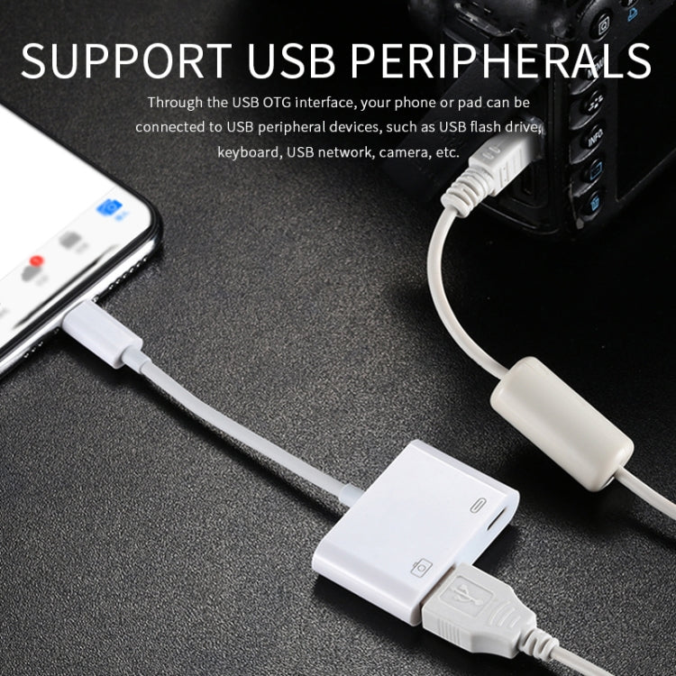 11 cm 8-Pin-Stecker zu USB & 8-Pin-Daten-Ladekabel Kamera-Leser Adapter, unterstützt Systeme ab iOS 9.2