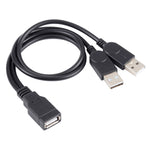 USB Buchse zu 2 USB Stecker Kabel, Länge: ca. 30cm