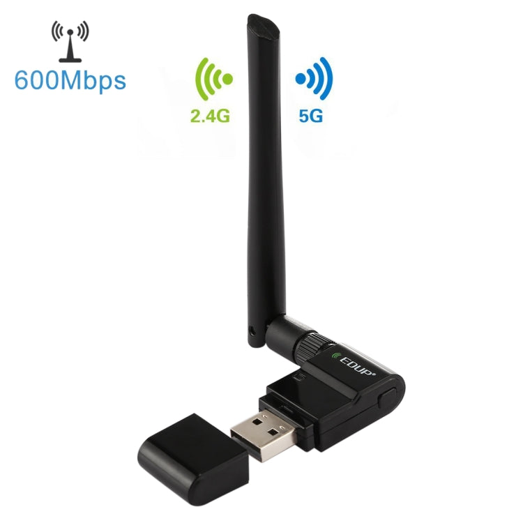 EDUP EP-AC1635 600Mbps Dual-Band Wireless 11AC USB Ethernet Adapter 2dBi Antenne für Laptop / PC, EP-AC1635