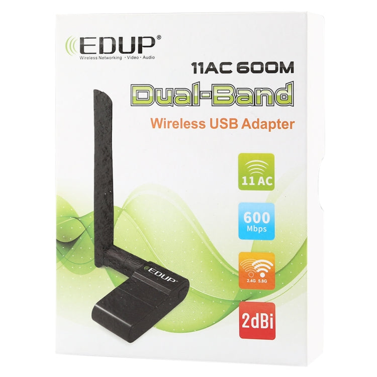 EDUP EP-AC1635 600Mbps Dual-Band Wireless 11AC USB Ethernet Adapter 2dBi Antenne für Laptop / PC, EP-AC1635