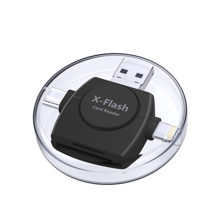 X-Flash R01 3-in-1 8-Pin + USB-C / Typ-C + Micro-USB Schnittstelle SD / TF-Kartenleser