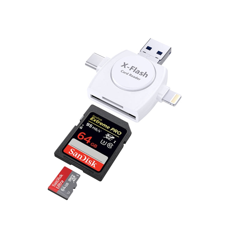 X-Flash R01 3-in-1 8-Pin + USB-C / Typ-C + Micro-USB Schnittstelle SD / TF-Kartenleser