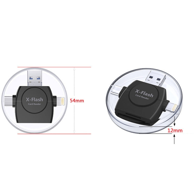 X-Flash R01 3-in-1 8-Pin + USB-C / Typ-C + Micro-USB Schnittstelle SD / TF-Kartenleser