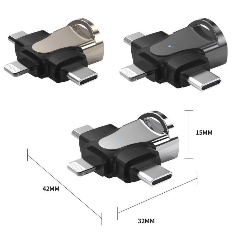 3-in-1 OTG-Adapter, USB auf Typ C / Micro-USB / 8 Pin