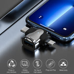 3-in-1 OTG-Adapter, USB auf Typ C / Micro-USB / 8 Pin