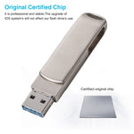 Richwell 3 in 1 64G Micro USB + 8 Pin + USB 3.0 Metall Drehbarer Push-Pull Flash-Speicher mit OTG-Funktion, 64G