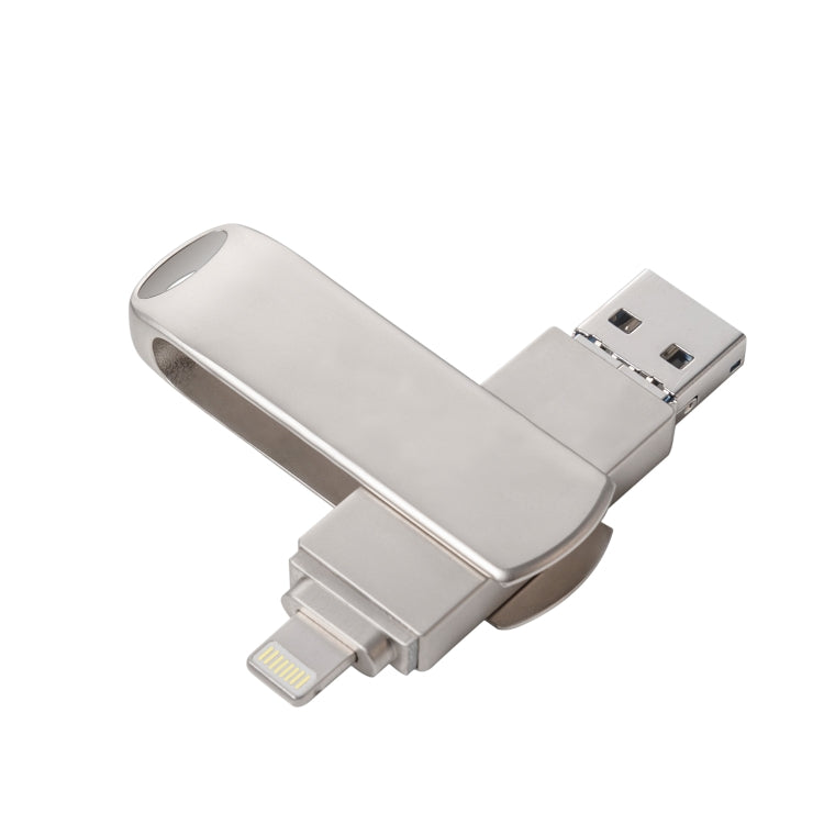 Richwell 3 in 1 32G Micro USB + 8 Pin + USB 3.0 Metall Drehbarer Push-Pull Flash-Speicher mit OTG-Funktion, 32G