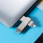 Richwell 3 in 1 16G Micro USB + 8 Pin + USB 3.0 Metall Drehbarer Push-Pull Flash-Speicher mit OTG-Funktion, 16G
