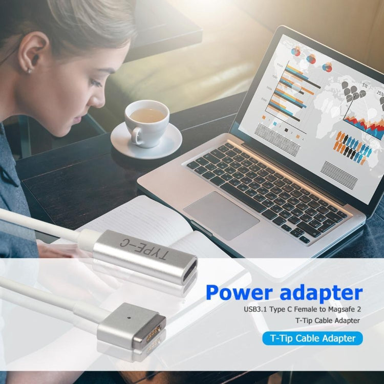 5 Pin MagSafe 2 (T-Form) zu USB-C / Type-C PD Ladeadapter, Type-C zu MagSafe 2