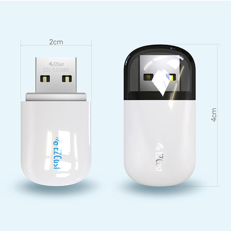 EZCast EZC-5200BS 600Mbps Dual-Band WiFi + Bluetooth USB 2.0 Wireless Adapter