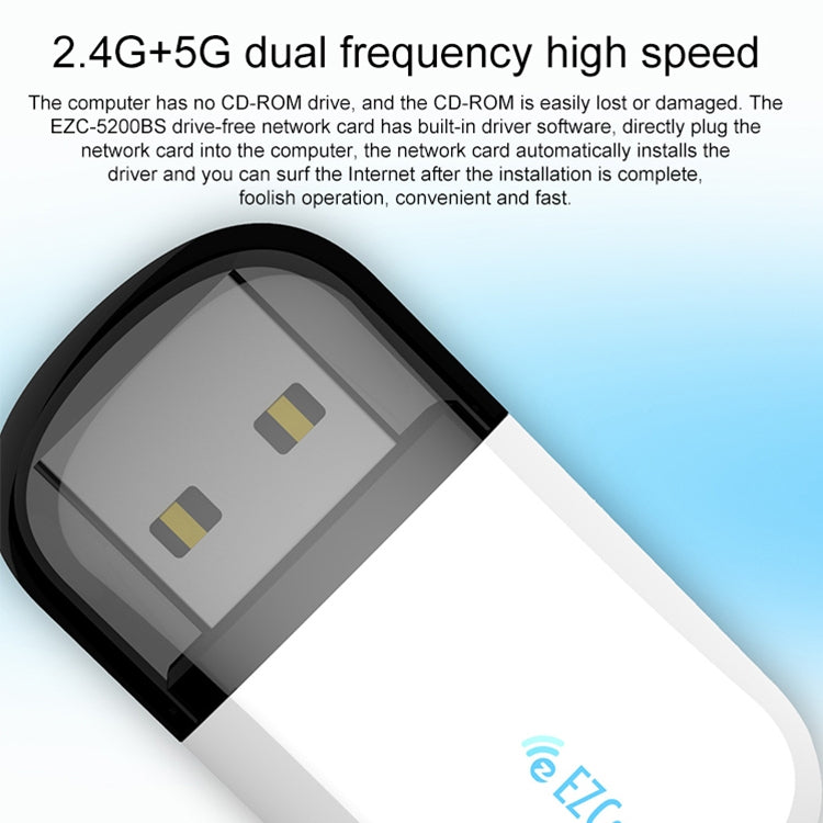 EZCast EZC-5200BS 600Mbps Dual-Band WiFi + Bluetooth USB 2.0 Wireless Adapter