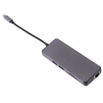 8 in 1 Typ-C zu HDMI + USB 3.0 + USB 3.0 + Typ-C + LAN + VGA + TF/SD Kartenleser Adapter