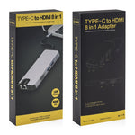 8 in 1 Typ-C zu HDMI + USB 3.0 + USB 3.0 + Typ-C + LAN + VGA + TF/SD Kartenleser Adapter