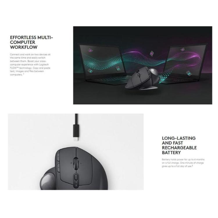 Logitech MX ERGO S 440DPI Bluetooth + Unifying Dual-Mode Kabellose Trackball Optische Maus, MX ERGO S