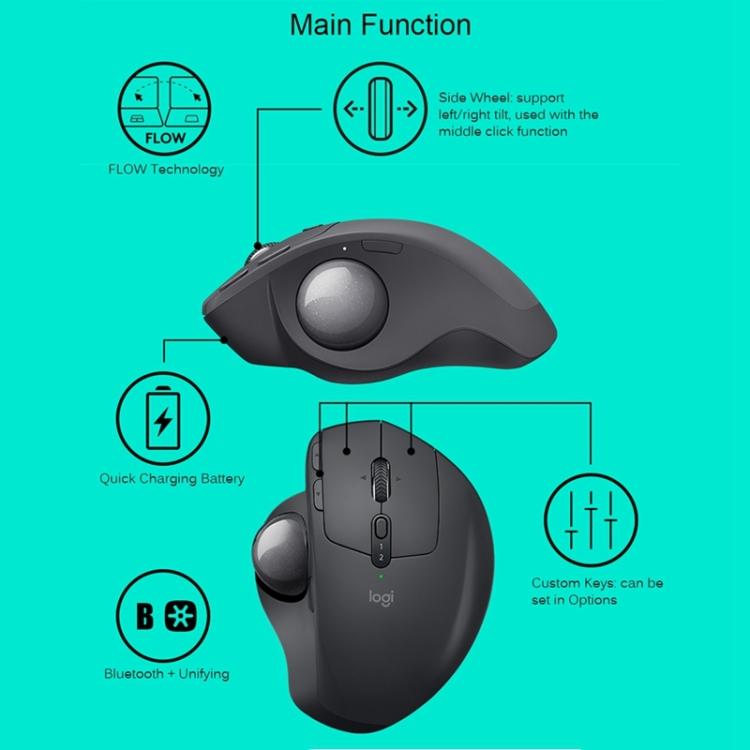 Logitech MX ERGO S 440DPI Bluetooth + Unifying Dual-Mode Kabellose Trackball Optische Maus, MX ERGO S