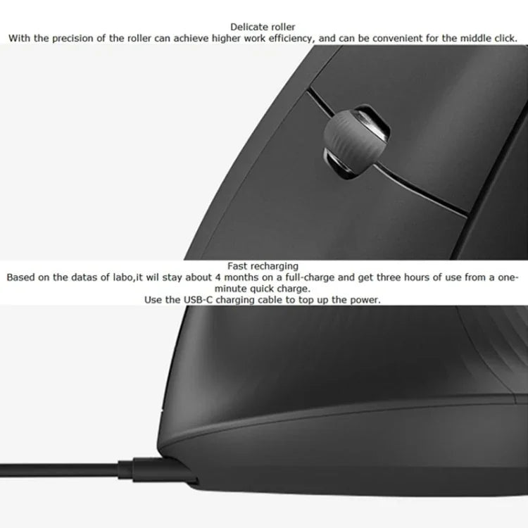 Logitech MX Vertical 4000DPI USB-C / Typ-C + Unifying + Bluetooth Drei-Modus Ergonomische kabellose optische Vertikalmaus, MX Vertical