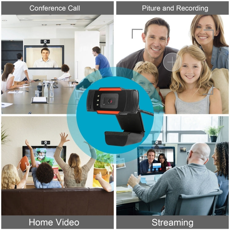 A870C3 480P Webcam USB-Stecker Computer-Webkamera mit schallabsorbierendem Mikrofon & 3 LEDs, Kabellänge: 1,4m, A870C3 (Orange)