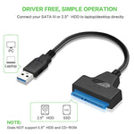 Professioneller SATA-zu-USB 3.0 Kabeladapter 2,5 Zoll SSD-Festplatten-Erweiterungsanschluss, 2,5 Zoll