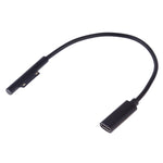 USB-C / Typ-C Weiblich zu 6-polig Männlich Laptop PD Schnellladekabel für Microsoft Surface Pro 9 / 8 / 7 / 6 / 5 / 4 / 3, Kabellänge: 0,2m, Pro 9 / 8 / 7 / 6 / 5 / 4 / 3 zu USB-C / Typ-C Weiblich Schwarz