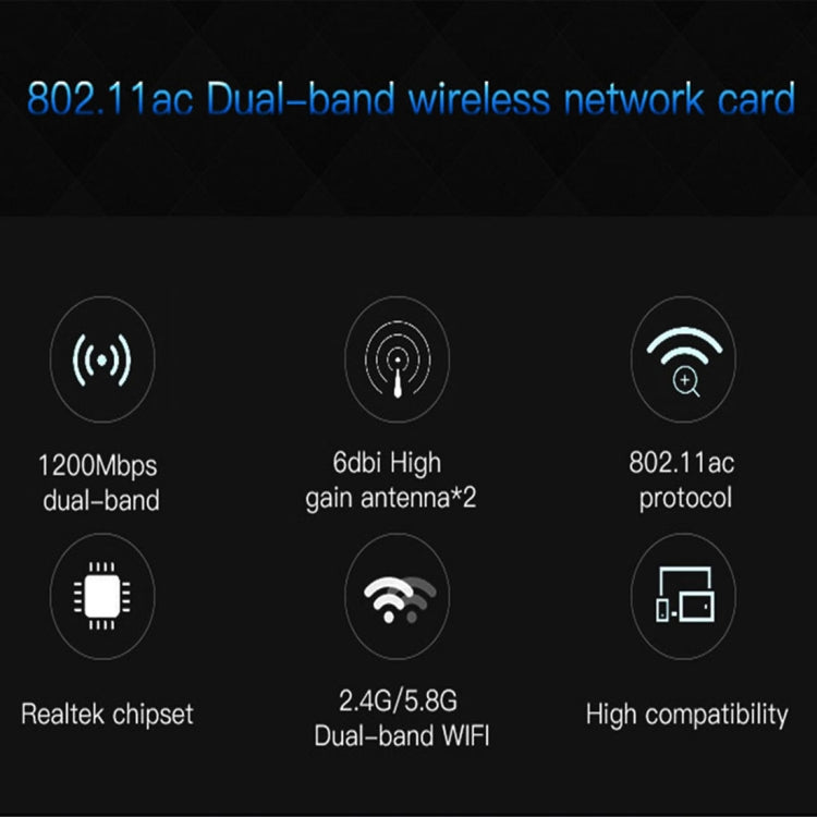 EDUP EP-9607 1200Mbps Dual-Band PCI-E Express Wireless Adapter Netzwerkkarte mit 2 x 6dBi Antennen, EP-9607 1200Mbps
