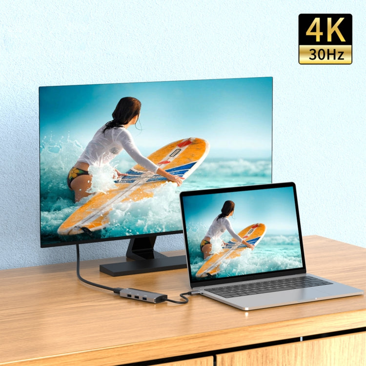 UC912 4 in 1 4K 30Hz USB 3.0 + 2 x USB 2.0 zu USB-C / Typ-C Multifunktionaler HUB Adapter, UC912 USB 3.0 + 2 x USB 2.0