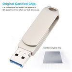 3 in 1 64G Micro USB + 8 Pin + Typ-C Metall rotierender Push-Pull-Flash-Speicher mit OTG-Funktion, 64G USB + 8 Pin + Typ-C