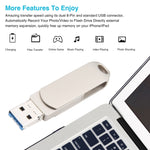 3 in 1 64G Micro USB + 8 Pin + Typ-C Metall rotierender Push-Pull-Flash-Speicher mit OTG-Funktion, 64G USB + 8 Pin + Typ-C