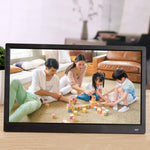 Digitaler Bilderrahmen mit 15,6-Zoll-FHD-LED-Display, Halterung und Fernbedienung, MSTAR V53-Programm, unterstützt USB-/SD-Karten-Eingang
