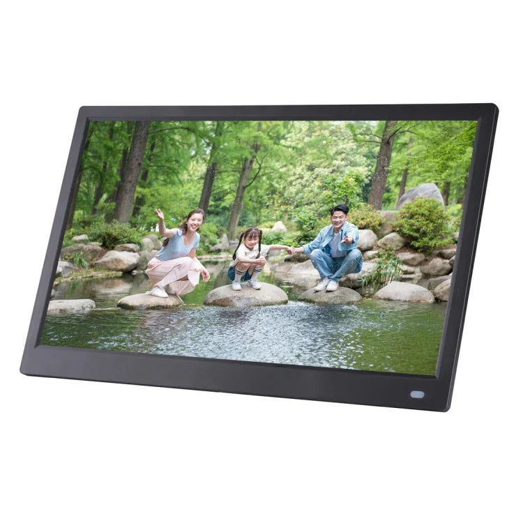 Digitaler Bilderrahmen mit 15,6-Zoll-FHD-LED-Display, Halterung und Fernbedienung, MSTAR V53-Programm, unterstützt USB-/SD-Karten-Eingang