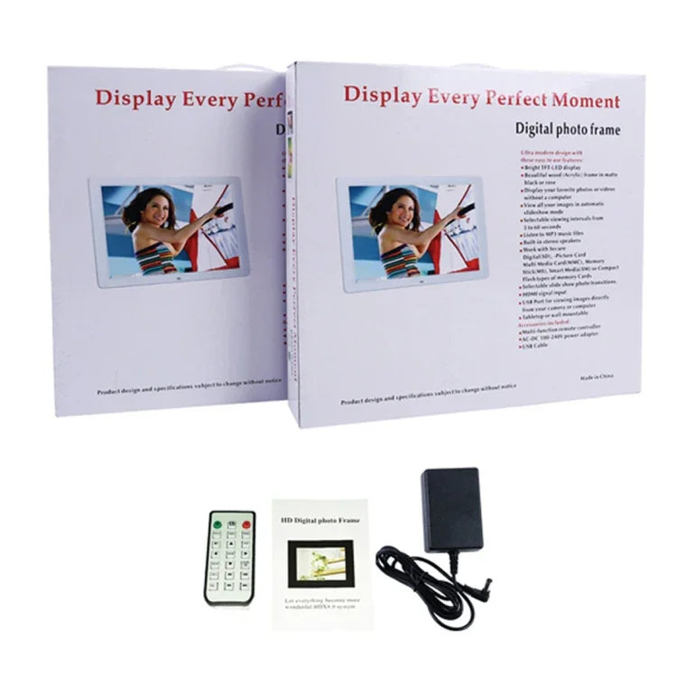 Digitaler Bilderrahmen mit 15,6-Zoll-FHD-LED-Display, Halterung und Fernbedienung, MSTAR V53-Programm, unterstützt USB-/SD-Karten-Eingang