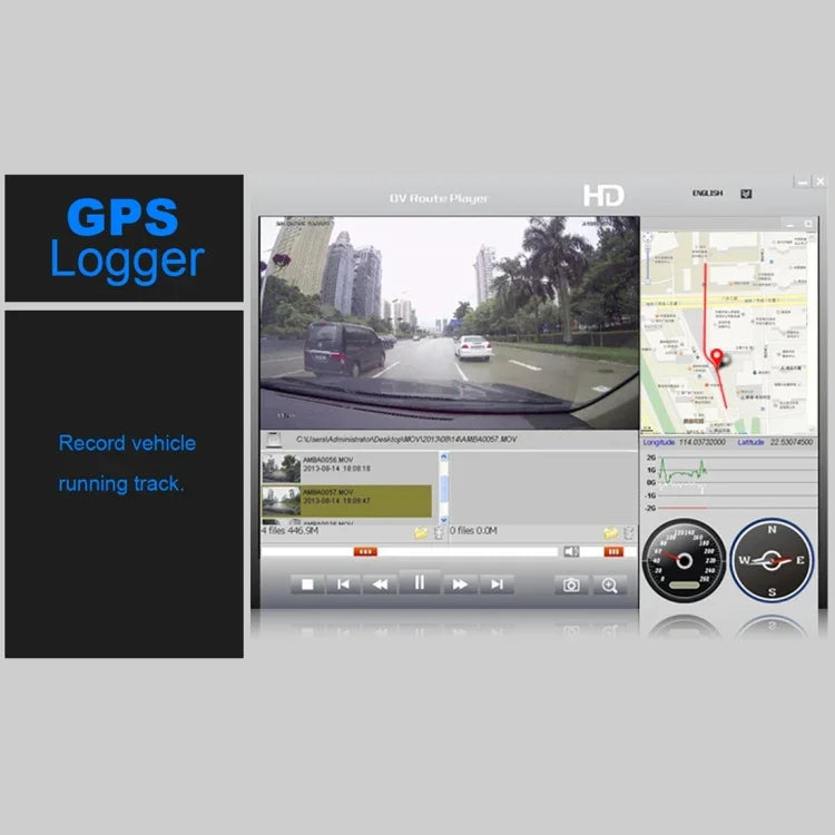 GS90C Auto-DVR-Kamera 2,7-Zoll-LCD-Bildschirm HD 2304 x 1296P 170 Grad Weitwinkelansicht, unterstützt Bewegungserkennung / TF-Karte / G-Sensor / HDMI, GS90C