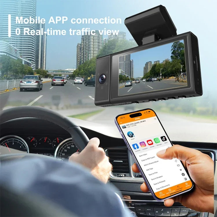 X12 2K Ultra HD Panorama-Dreifachaufnahme WiFi Auto-Dashcam Unterstützt mobile APP, X12