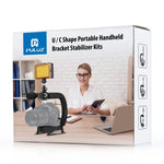 PULUZ U/C Shape Tragbarer Hand-DV-Halterungsstabilisator + Video-Richtmikrofon-Set mit Blitzschuh-Stativkopf für alle SLR-Kameras und Heim-DV-Kameras, Halterungsset + Mikrofon