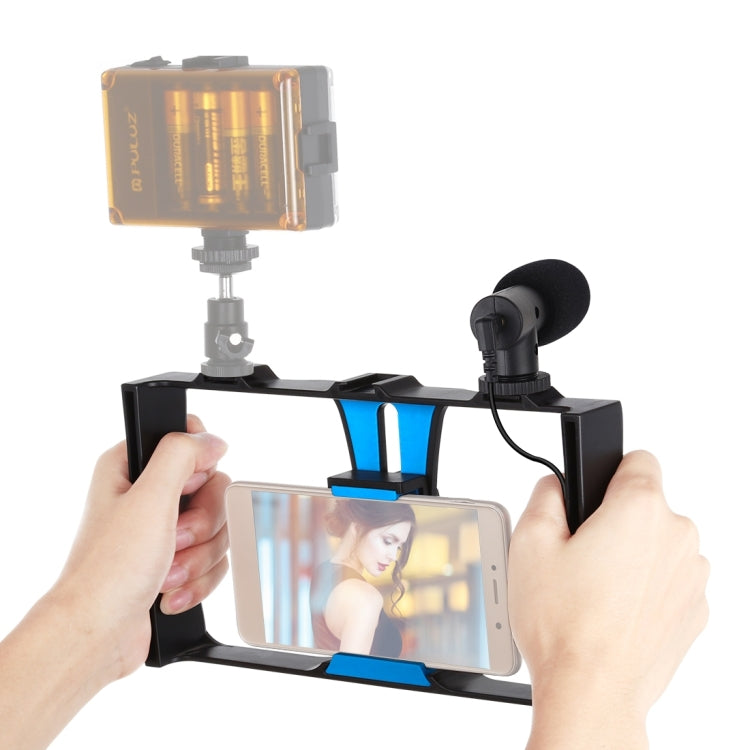 PULUZ 2-in-1 Live-Übertragungs-Smartphone-Video-Rig + Mikrofon-Kits für iPhone, Galaxy, Huawei, Xiaomi, HTC, LG, Google und andere Smartphones, Vlogging-Rig + Mikrofon, Vlogging-Rig + Mikrofon (USA)