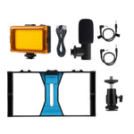 PULUZ 3-in-1 Vlogging Live Broadcast LED Selfie Licht Smartphone Video Rig Kits mit Mikrofon + Blitzschuh-Stativkopf für iPhone, Galaxy, Huawei, Xiaomi, HTC, LG, Google und andere Smartphones, 3-in-1, 3-in-1 (Rot), 3-in-1 (US)