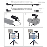 PULUZ 4-in-1 Vlogging Live Broadcast LED Selfie Licht Smartphone Video Rig Kits mit Mikrofon + Stativhalterung + Blitzschuh-Stativkopf für iPhone, Galaxy, Huawei, Xiaomi, HTC, LG, Google und andere Smartphones, 4-in-1 (Blau), 4 in 1, 4-in-1 (US)