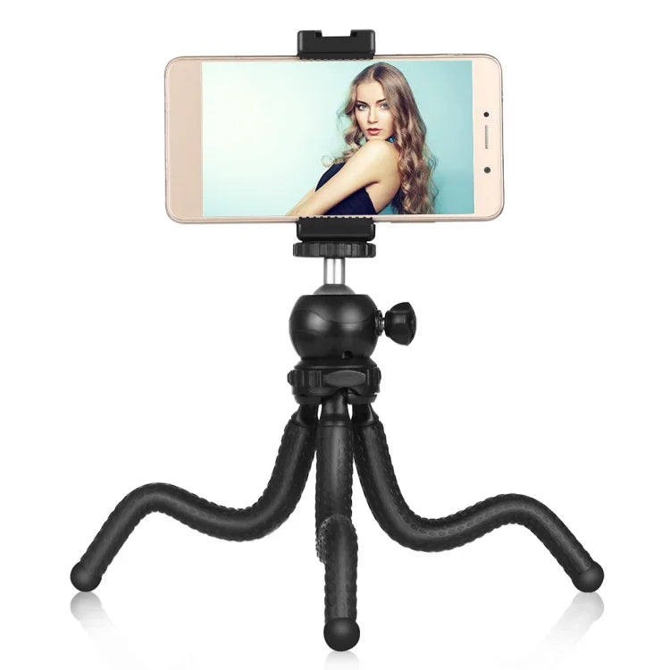 PULUZ Mini-Oktopus-Stativhalterung mit Kugelkopf, Handyklemme, Stativadapter und langer Schraube für Spiegelreflexkameras, GoPro und Smartphones. Größe: 25 cm x 4,5 cm.