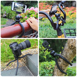 PULUZ Mini-Oktopus-Stativhalterung mit Kugelkopf, Handyklemme, Stativadapter und langer Schraube für Spiegelreflexkameras, GoPro und Smartphones. Größe: 25 cm x 4,5 cm.