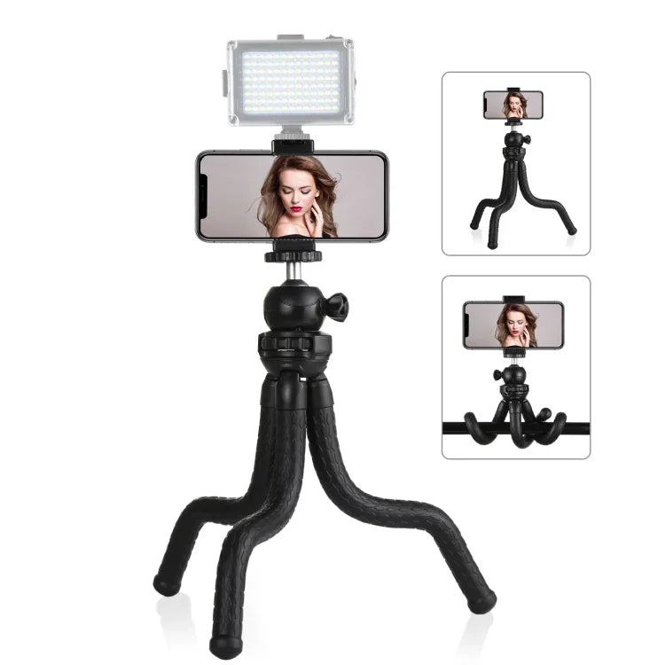 PULUZ Mini-Oktopus-Stativhalterung mit Kugelkopf, Handyklemme, Stativadapter und langer Schraube für Spiegelreflexkameras, GoPro und Smartphones. Größe: 30 cm x 5 cm, 30 cm Stativ + Handyklemme