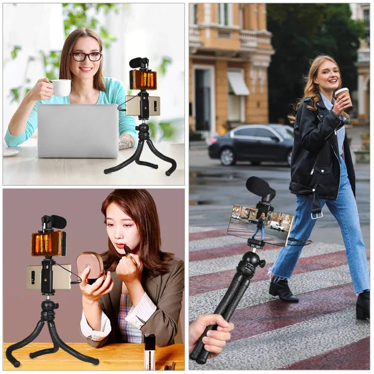 PULUZ Mini-Oktopus-Stativhalterung mit Kugelkopf, Handyklemme, Stativadapter und langer Schraube für Spiegelreflexkameras, GoPro und Smartphones. Größe: 30 cm x 5 cm, 30 cm Stativ + Handyklemme