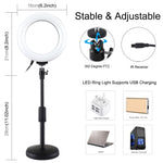 PULUZ 6,2 Zoll 16 cm RGBW Licht + Runde Basis Desktop-Halter USB Dimmbares LED-Ring Vlogging Fotografie Video Licht mit Kalt-Schuh Stativ Kugelkopf & Fernbedienung, Desktop-Halterung + 6,2 Zoll RGBW / Fernbedienung