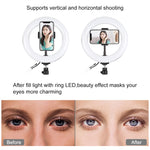 PULUZ 7,9 Zoll 20cm RGBW Licht + Runde Basis Desktop-Halterung Dimmbares LED Dual Farbtemperatur LED Gebogenes Licht-Ring Vlogging Selfie Fotografie Video Licht mit Telefonhalterung, 7,9 Zoll + Runde Halterung