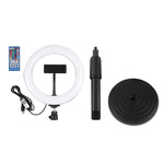 PULUZ 7,9 Zoll 20cm RGBW Licht + Runde Basis Desktop-Halterung Dimmbares LED Dual Farbtemperatur LED Gebogenes Licht-Ring Vlogging Selfie Fotografie Video Licht mit Telefonhalterung, 7,9 Zoll + Runde Halterung