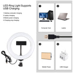 PULUZ 7,9 Zoll 20cm RGBW Licht + Runde Basis Desktop-Halterung Dimmbares LED Dual Farbtemperatur LED Gebogenes Licht-Ring Vlogging Selfie Fotografie Video Licht mit Telefonhalterung, 7,9 Zoll + Runde Halterung