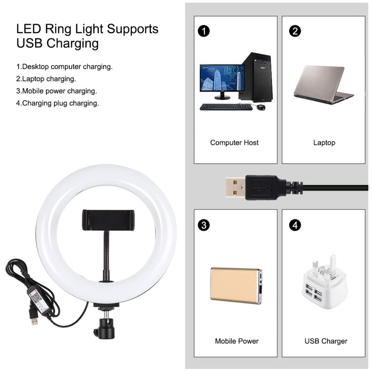PULUZ 7,9 Zoll 20cm RGBW Licht + Runde Basis Desktop-Halterung Dimmbares LED Dual Farbtemperatur LED Gebogenes Licht-Ring Vlogging Selfie Fotografie Video Licht mit Telefonhalterung, 7,9 Zoll + Runde Halterung