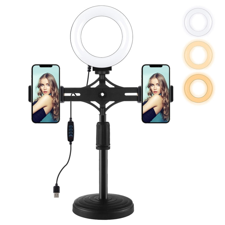PULUZ 12cm (4,7 Zoll) Ringlicht Horizontale Dual-Handyhalter Desktop-Halter Video-Licht-Kits, 4,7 Zoll Horizontale Halter Desktop-Halterung